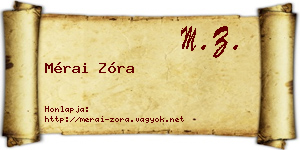 Mérai Zóra névjegykártya